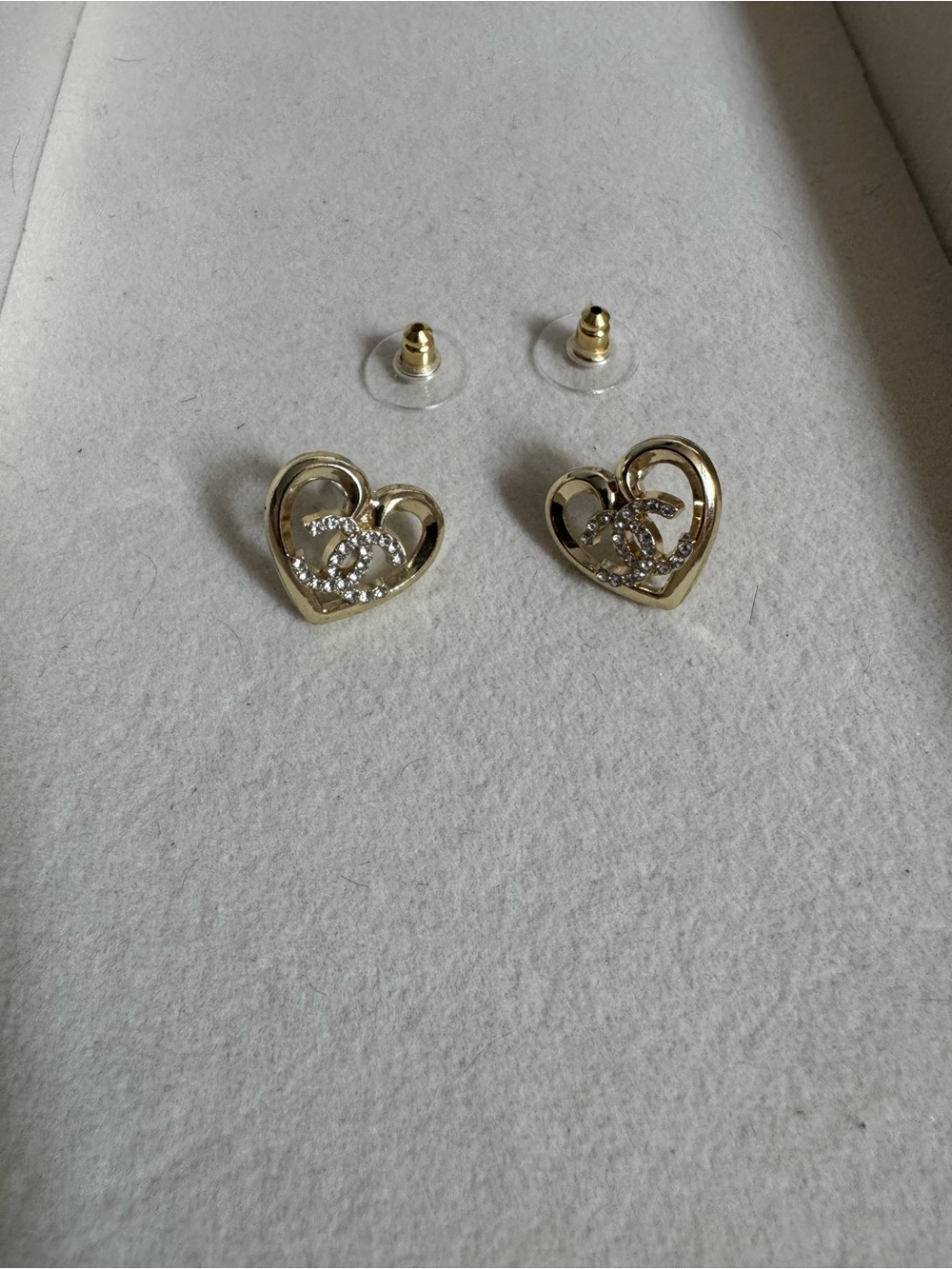 Gold & diamond heart shaped small studs